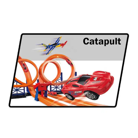 Pista Carreras Giratoria 360° con Catapulta 2 Autos y Avión Multicolor