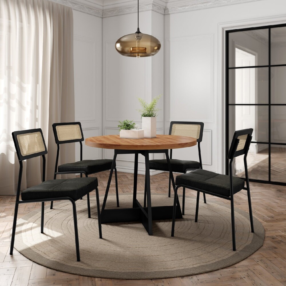 Juego de comedor Mesa Redonda - Lux Atria Negro