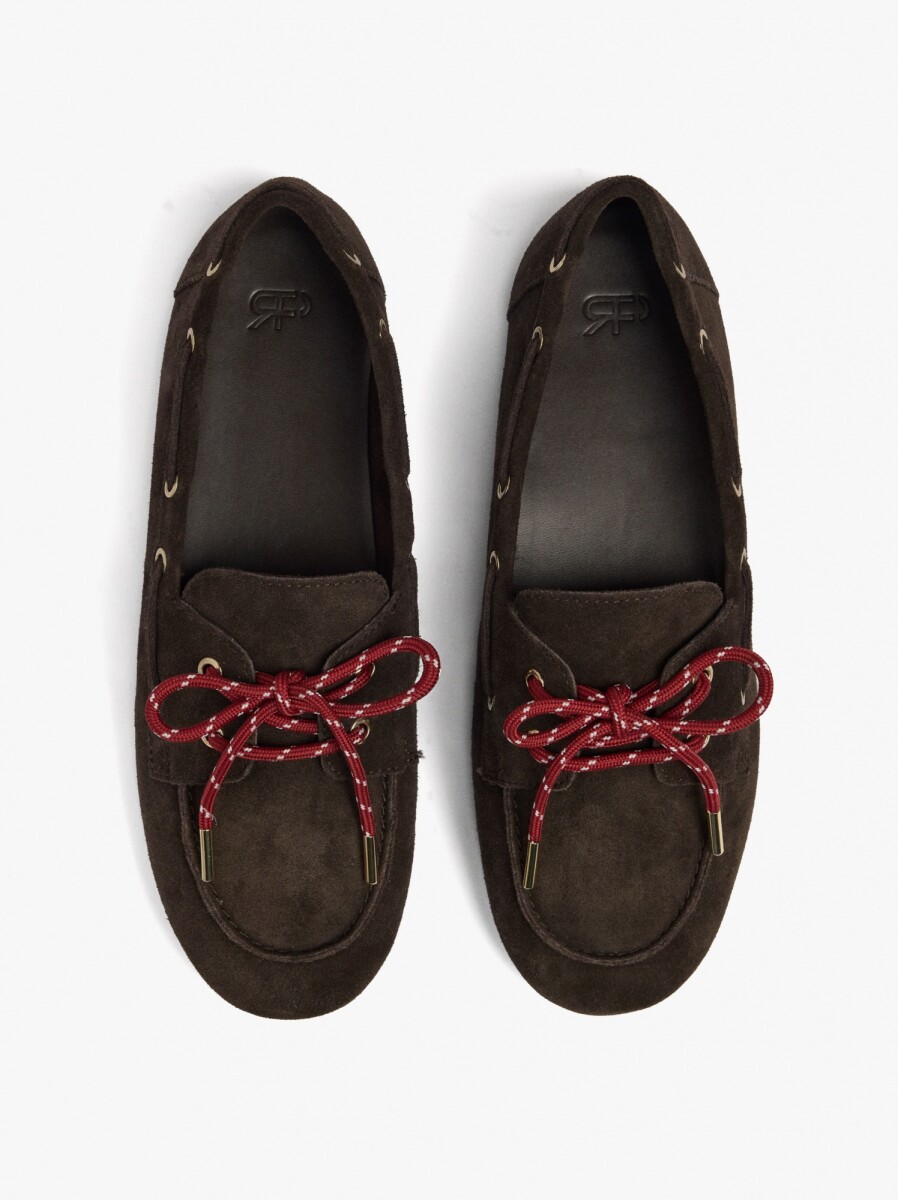 Mocasines De Piel Con Doble Cordón - marron 
