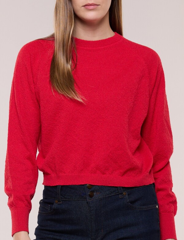 Buzo Cropped Tejido Texturizado ROJO