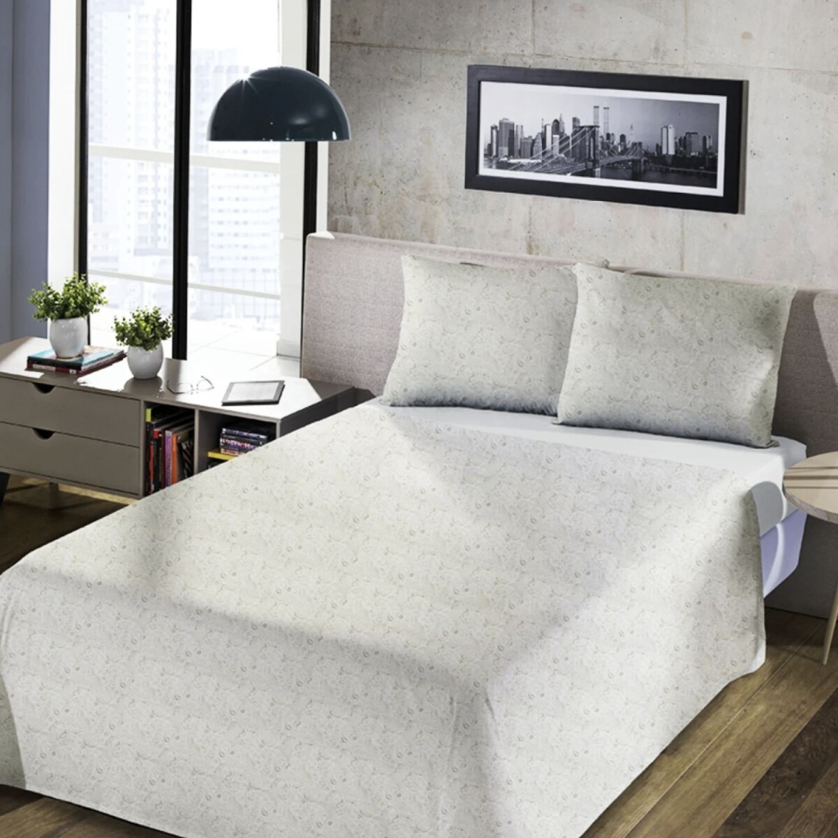 Juego de Sábanas 1 Plaza Home Class 180 hilos - Árabe Beige 