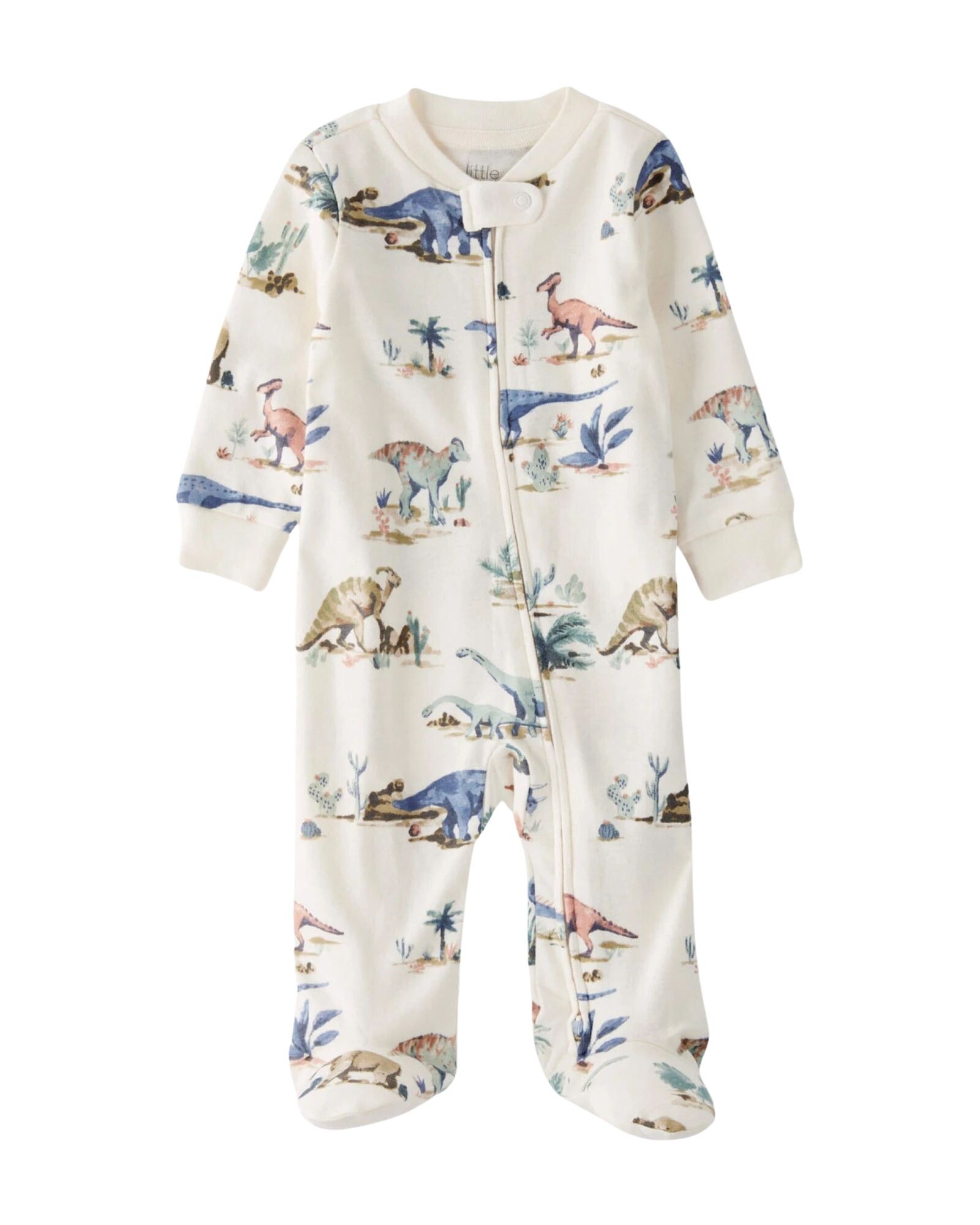 Pijama una pieza de algodón orgánico con pie diseño dinos Sin color