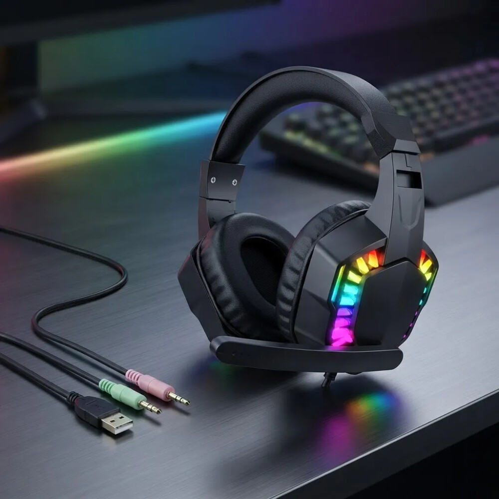 Auricular Gamer Con Iluminación Led Rgb Con Micro Auricular Gamer Con Iluminación Led Rgb Con Micro