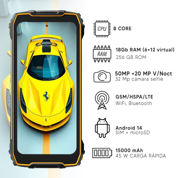 Blackview Bv7300 18gb (6+12gb) /256gb De Trabajo AMARILLO