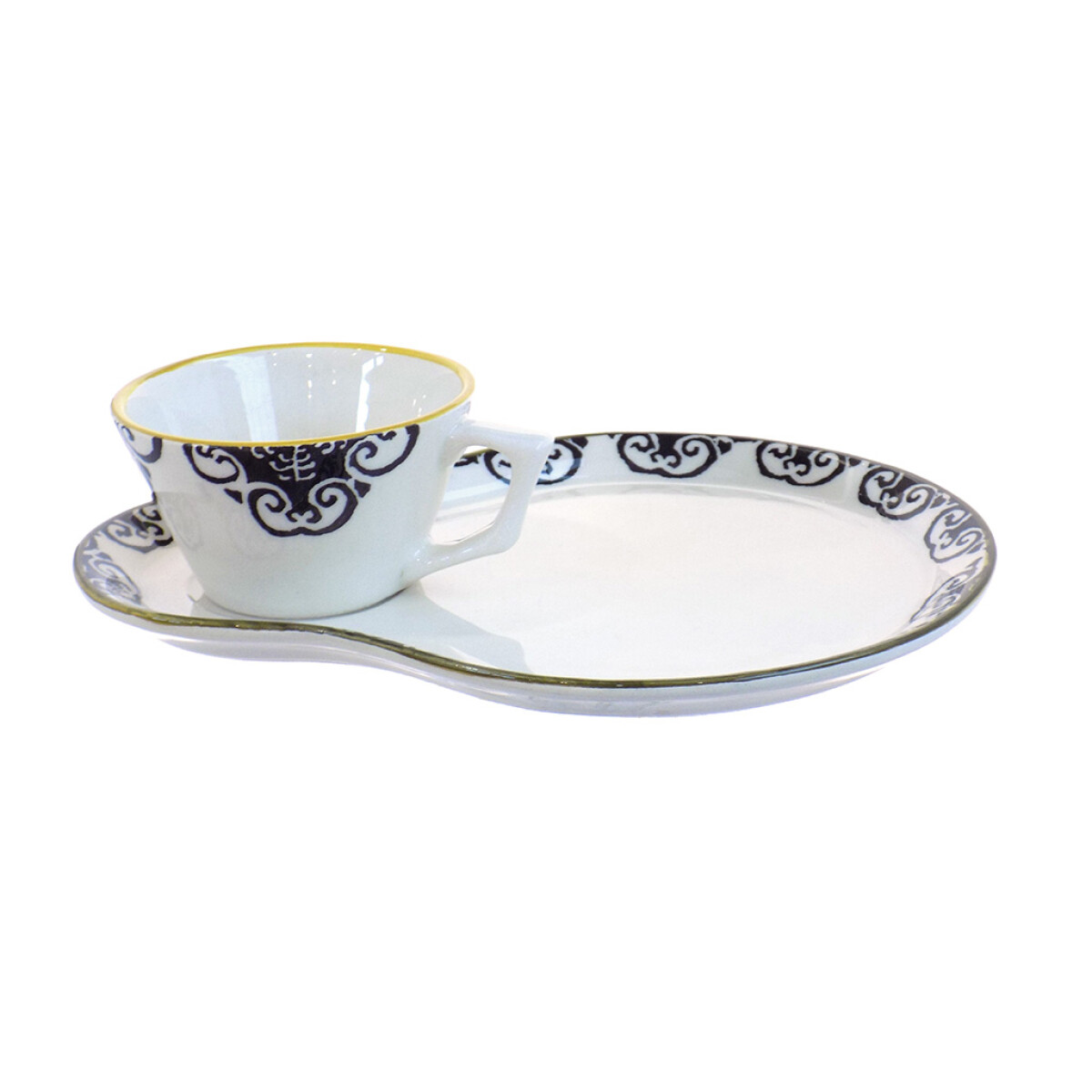 PLATO CON TAZA 26.5x20.5CM NAZEN NEGRO 