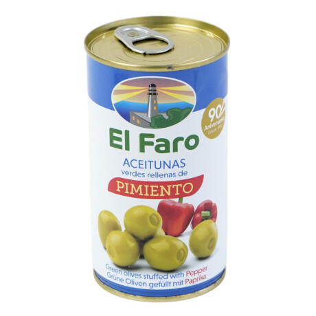 Aceitunas verdes rellenas de pimiento en lata El Faro 150/350g Aceitunas verdes rellenas de pimiento en lata El Faro 150/350g