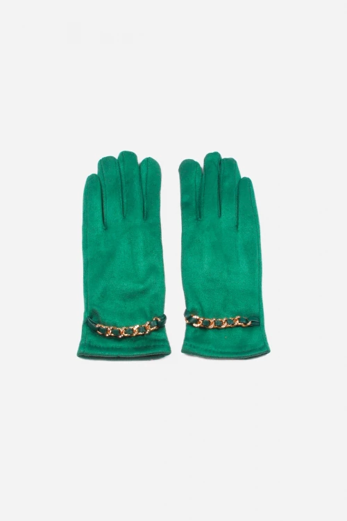 Guantes suede cadena verde