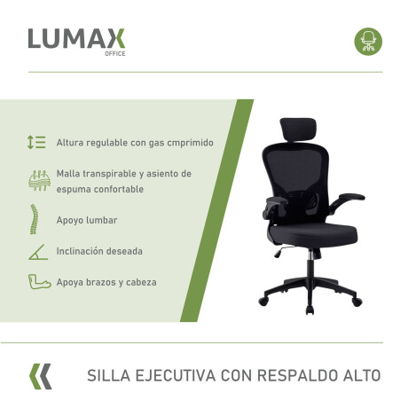 Silla Oficina Tyne Ergonomica Giratoria con Apoyacabezas Negro