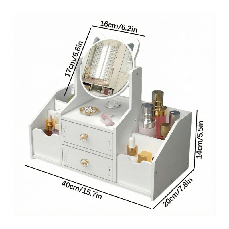 Organizador Maquillaje Cosmético Espejo Gatito Makeup Organizador Maquillaje Cosmético Espejo Gatito Makeup