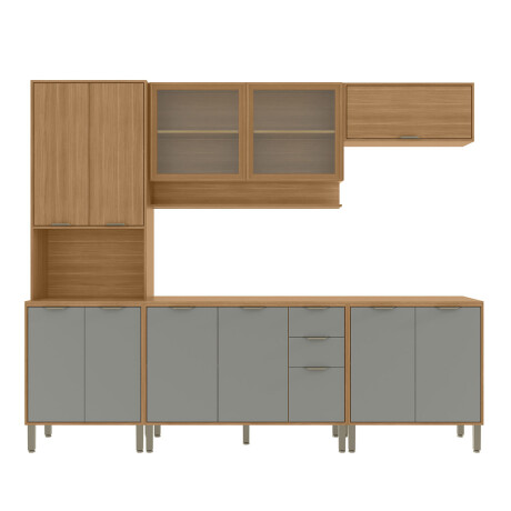 JUEGO DE COCINA 5 MODULOS Y MESADA MDF LINEA COLORS FREIJO Y VERDE