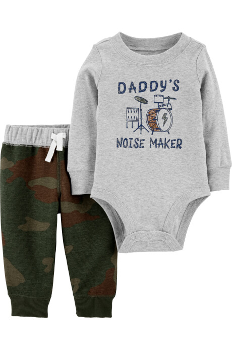 Conjunto de 2 piezas con body y pantalón "daddy's noise maker" 0