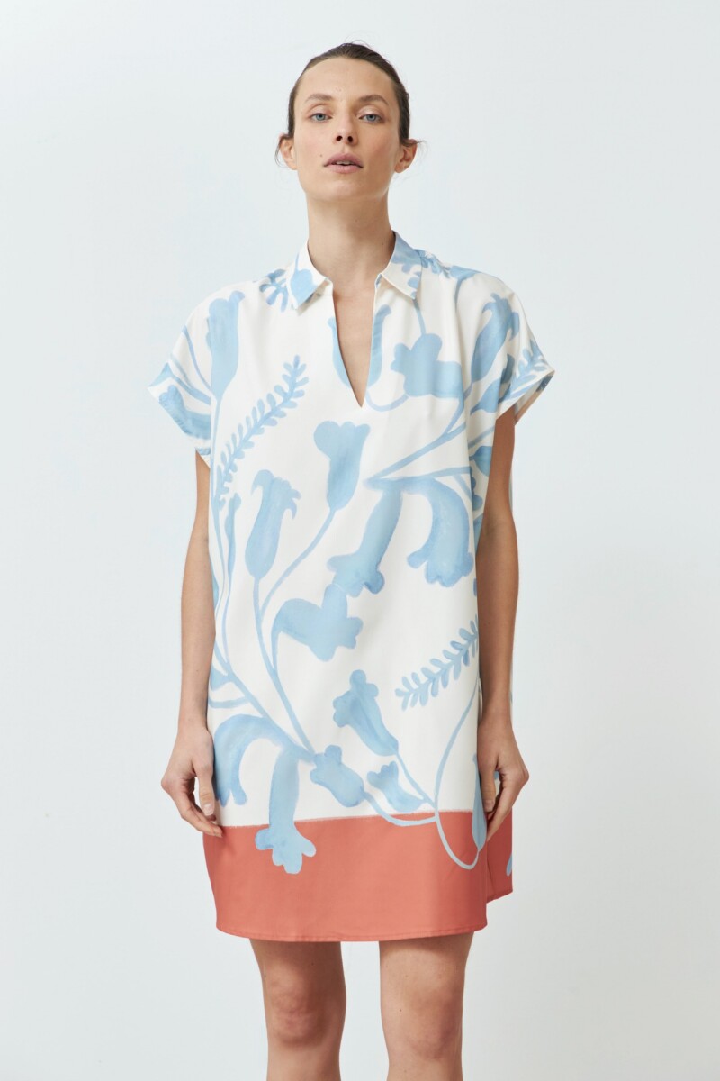 Túnica estampa jacaranda celeste