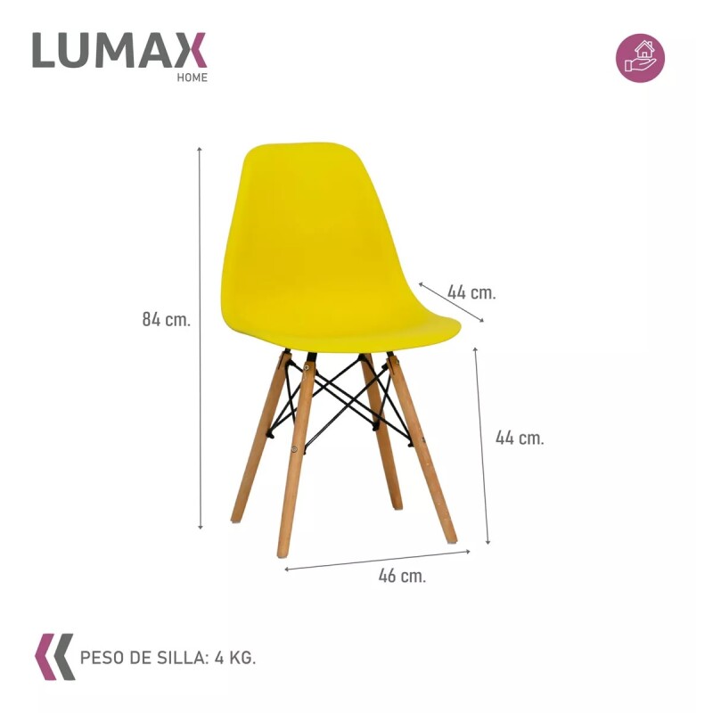 Pack 2 Sillas De Comedor Eames Lumax De Diseño Moderno Con Patas De Madera Amarillo