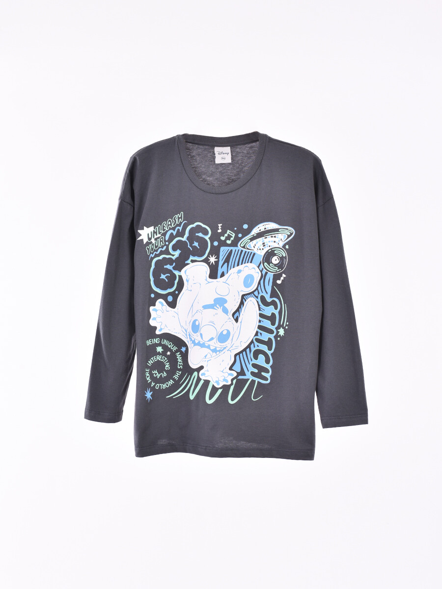 REMERA STITCH DISO - GRIS 