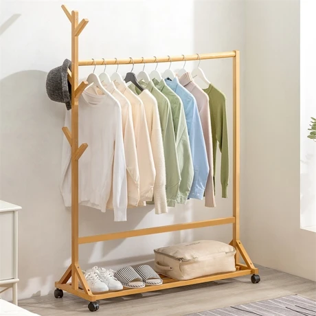 Perchero con Ruedas Madera Claro 80X155 cm 331-11-1 001