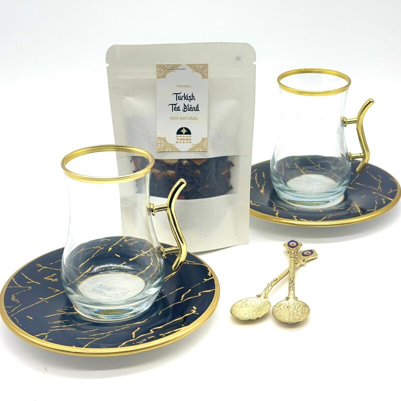Set de té para dos personas vip cerámica Negro mármol