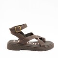 Imagen de Sandalias Tiras Cruzadas Cuero - Chocolate