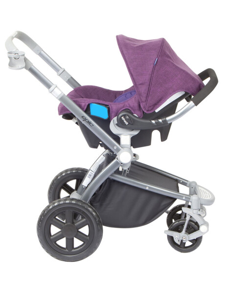 Coche de bebé tipo cuna Infanti Epic 4G Travel System con cubre pies + silla para auto con base Púrpura
