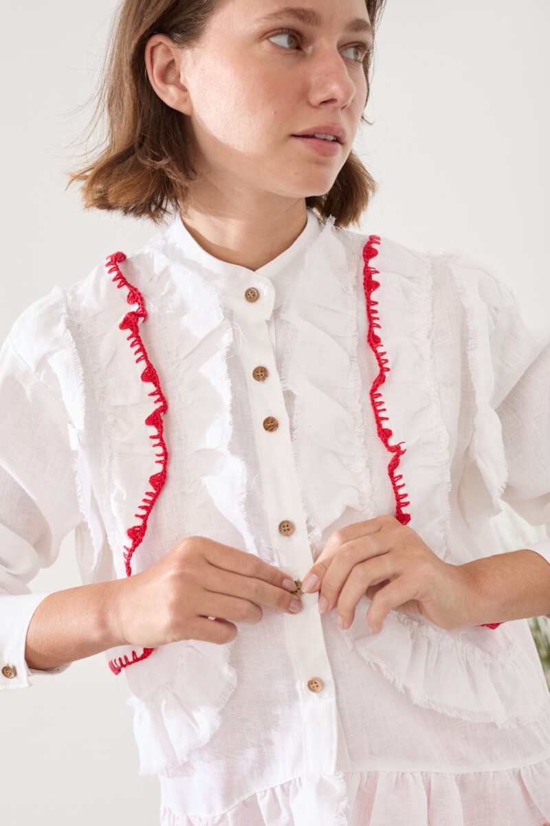 CAMISA VUELO CROCHET Blanco