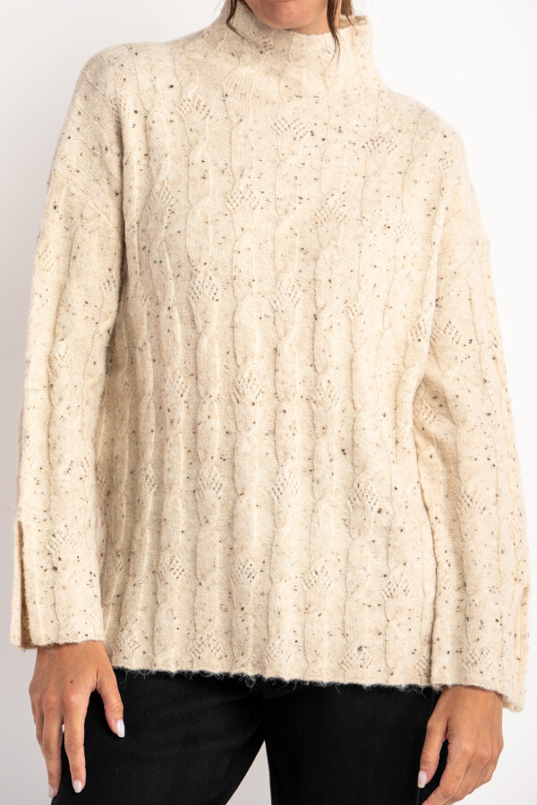 Polera Texturada Bouttonne Beige Melange