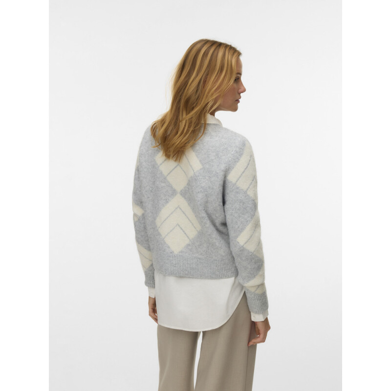 VMDAE LS O-NECK CARDIGAN Light Grey Melange-Birch
