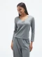 REMERA BÁSICA MANGO GRIS MELANGE O