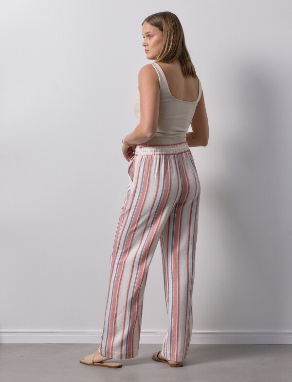 Pantalon Lino MULTI/CORAL