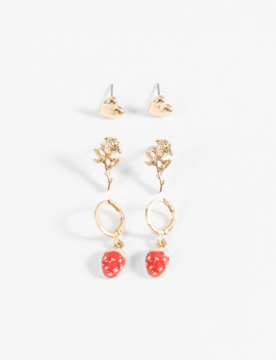 Set de caravanas frutilla - dorado 