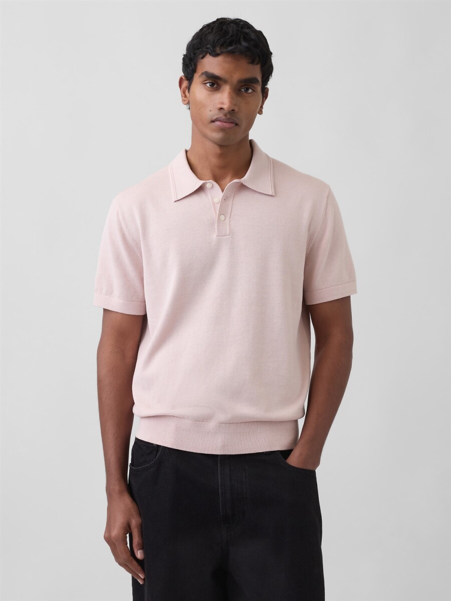 Buzo Tipo Polo Manga Corta Hombre - Dull Rose 