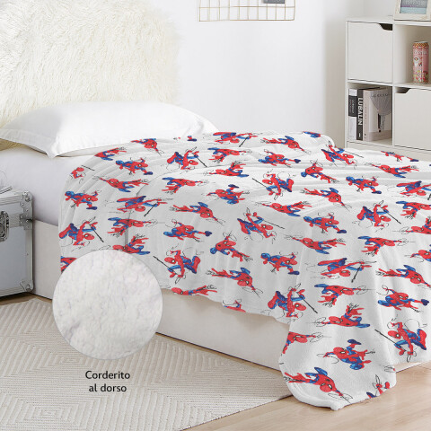Frazada Infantil Coral con Corderito 1 Plaza 150 x 200 cm Spiderman
