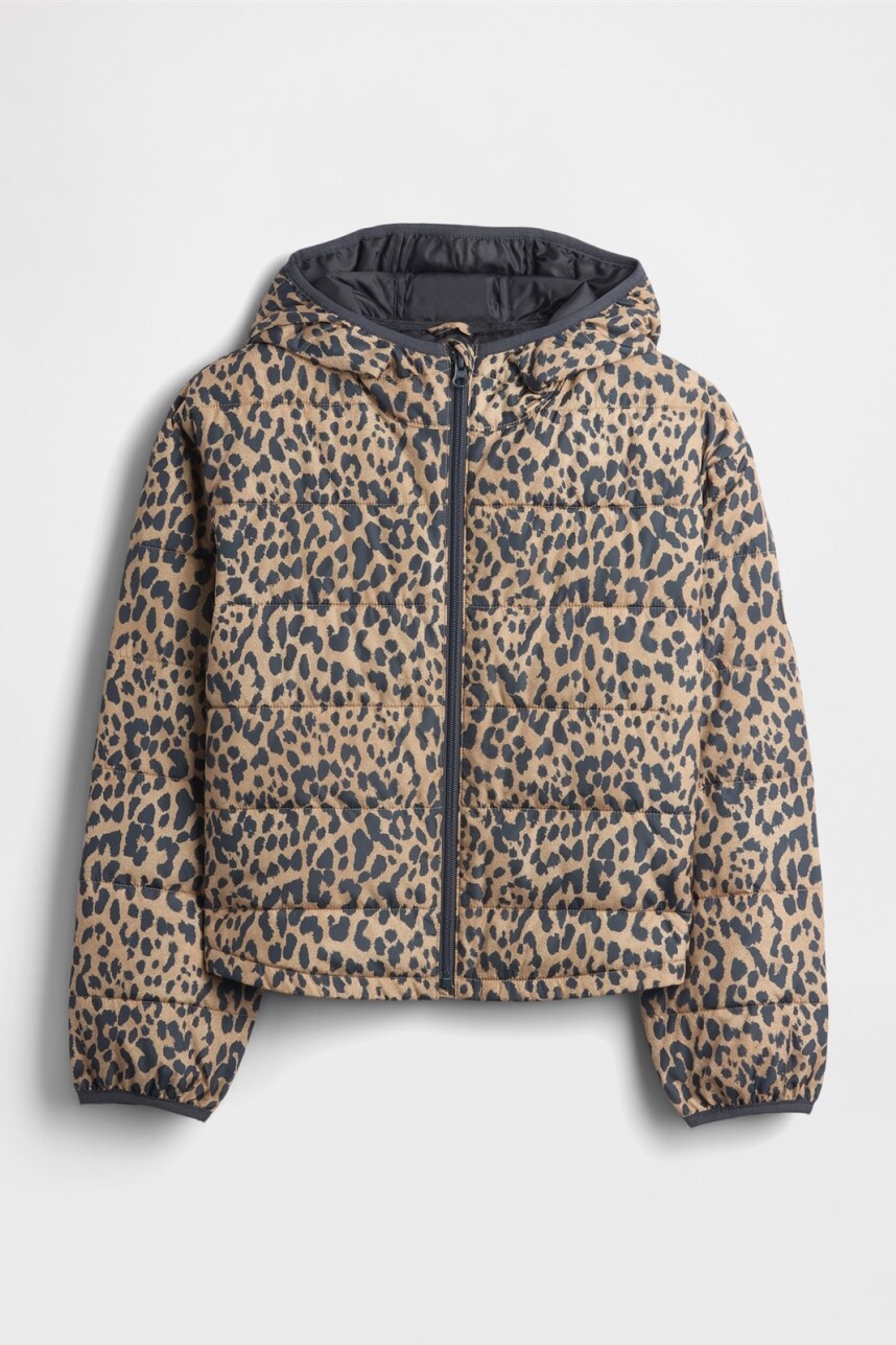 Campera Puffer Logo Niña Leopard