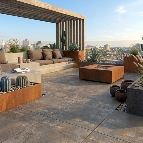 SEMI GRES 76X76 RECTIFICADO ANTIDESLIZANTE MARRON MATE GAMAS DE MARRON