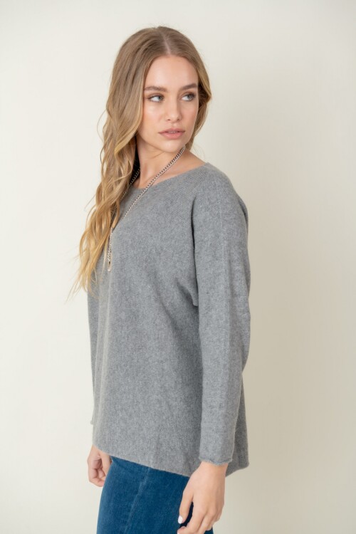 Sweater lana liso Gris