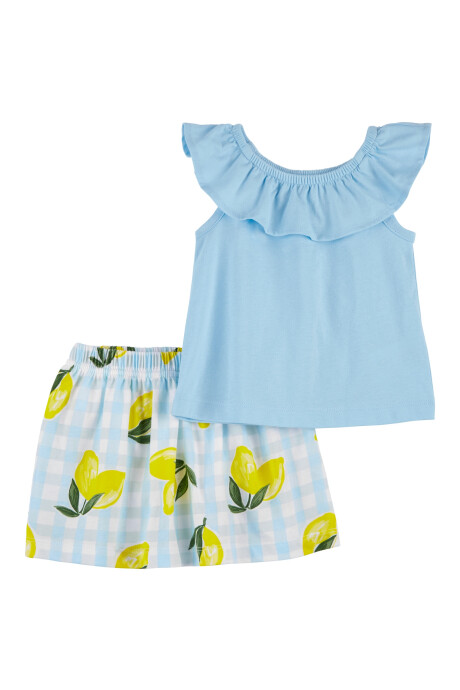 Set dos piezas pollera short y musculosa de algodón Sin color