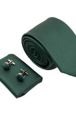 Set Corbata, pañuelo y gemelos VERDE