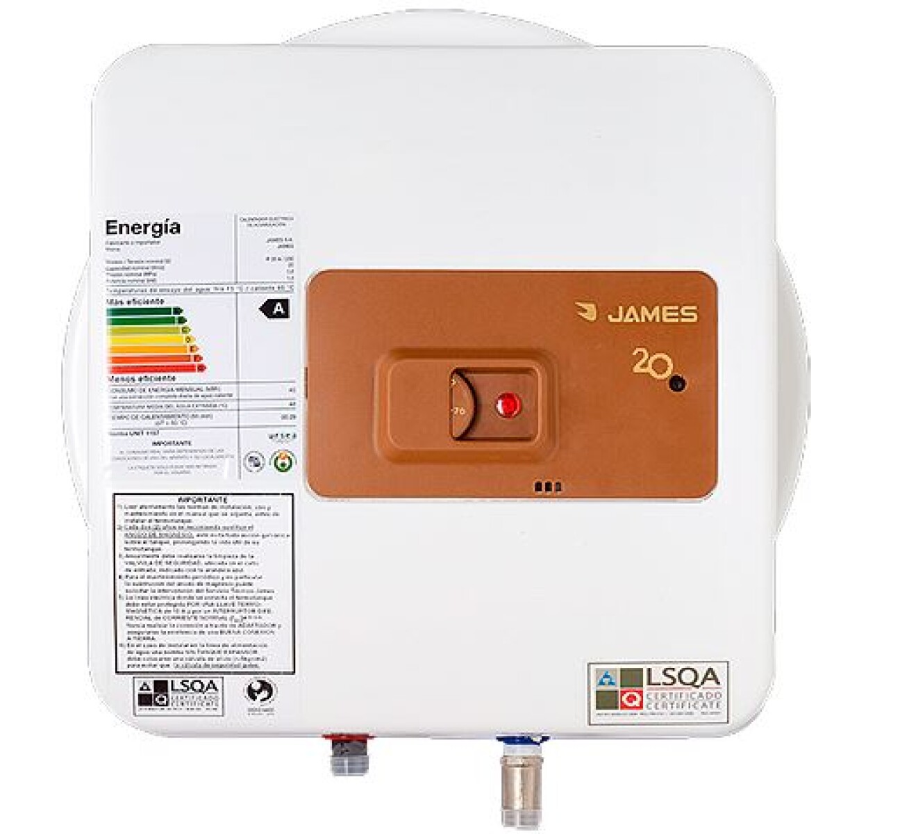 TERMOTANQUE JAMES 20 L COBRE Prisma 