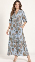 VESTIDO CAMISERO ALLI Celeste