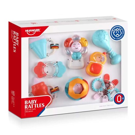 Set 8 Sonajeros Diferentes en Plástico Silicona Bebé Huanger Multicolor Oscuro