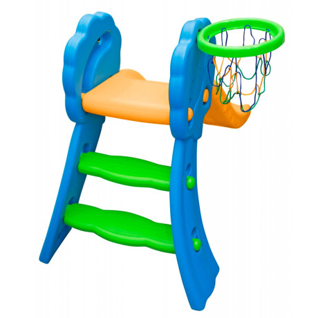 Tobogán Infantil Plástico Mediano P/niño + Aro Basket Celeste con naranja