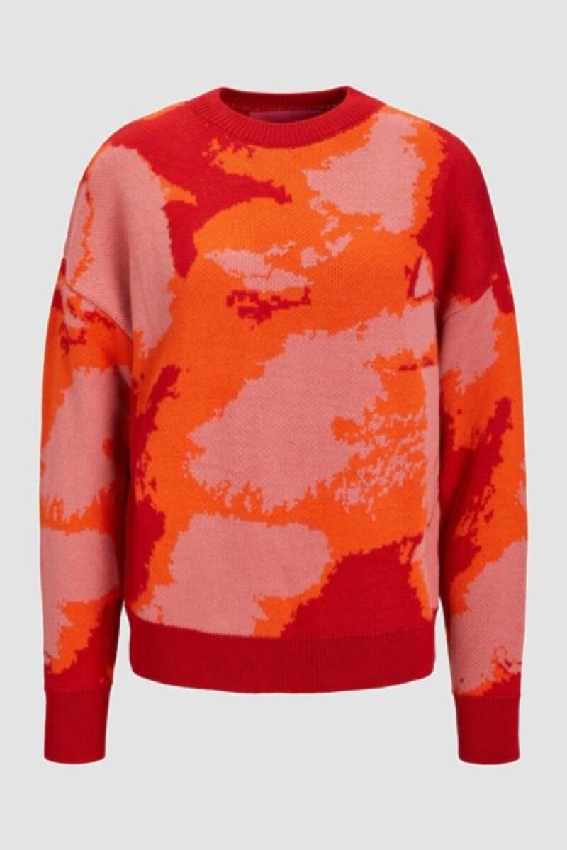 Pullover Gaia Con Diseño Red Orange
