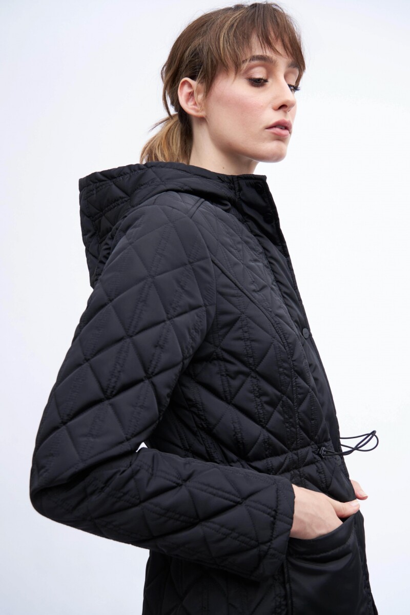 Campera capitoneada con capucha negro