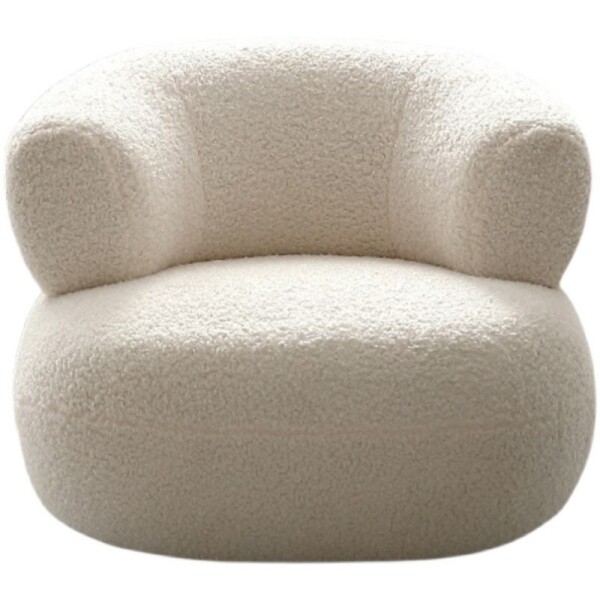 Sillón Puff ComboHome Kumo Redondo Corderito Diseño Premium Blanco 1