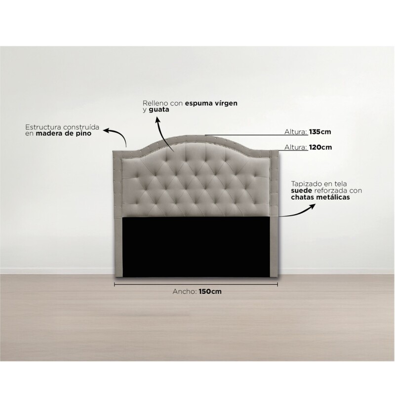 Respaldo De Sommier Ltc Relleno Con Guata Forrado En Suede Gris Respaldo De Sommier Ltc Relleno Con Guata Forrado En Suede Gris