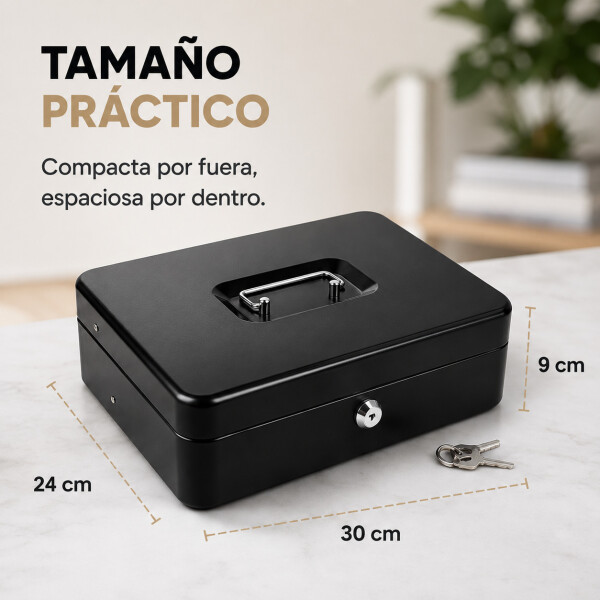 Caja Cofre Seguridad Dinero Fuerte Metal Llave 30x24x9cm Ax Negro