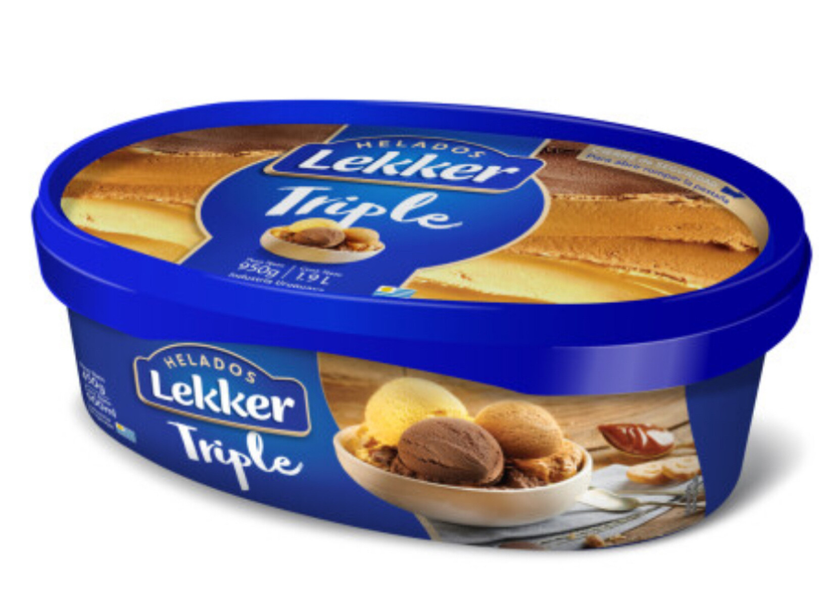 HELADO LEKKER 900ML TRIPLE SAMBAYON DULCE DE LECHE CHOCO 