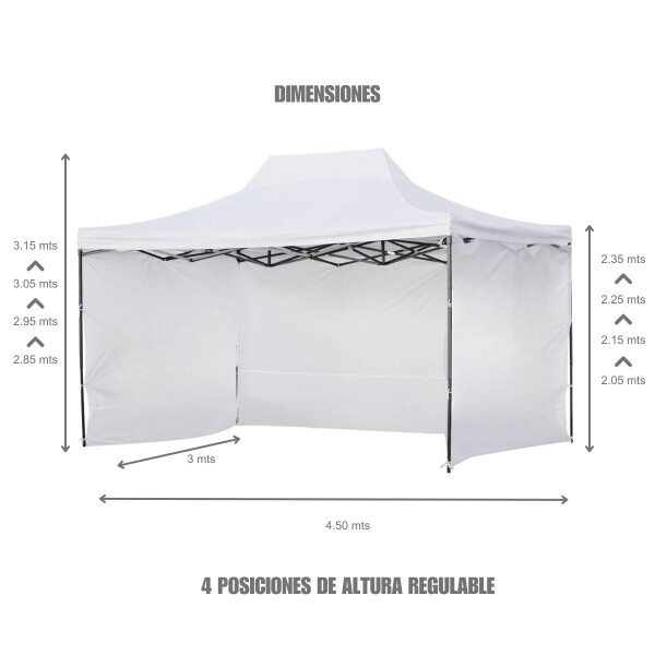 Gazebo Plegable con Paredes 3x4,5 Para Playa o Jardín Autoarmable Color Blanco Gazebo Plegable con Paredes 3x4,5 Para Playa o Jardín Autoarmable Color Blanco