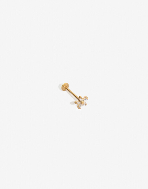 Bijouterie Vs Strass Piercing De Titanio Con Flor Strass - Dorado