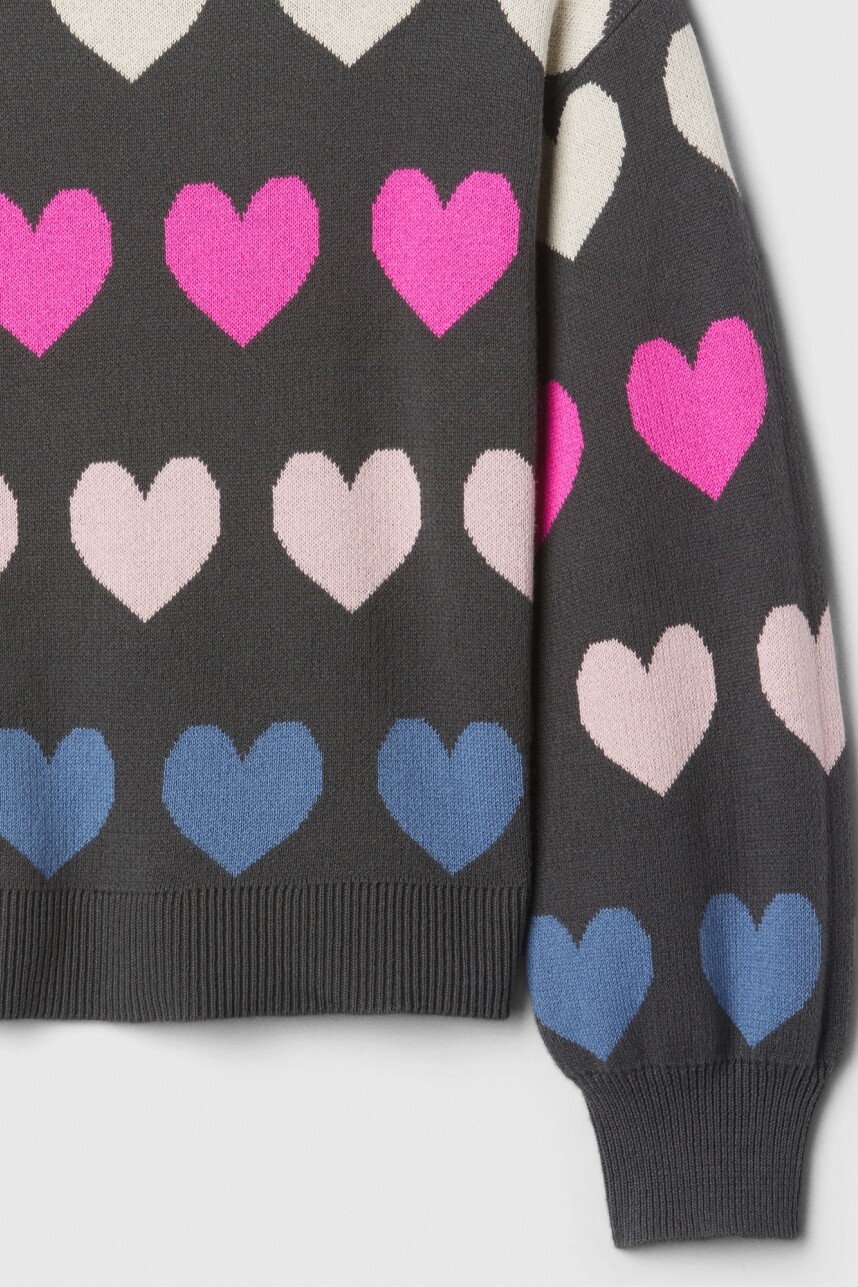 Buzo Intarsia Niña Multi Hearts Grey