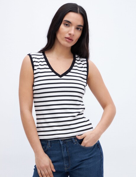 Musculosa Moira Rayas negra