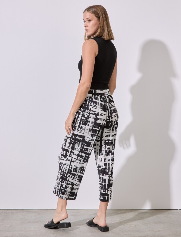 Capri Plisado Print NEGRO/BLANCO